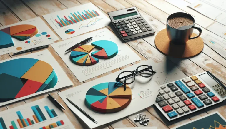 Gráfico financiero y herramientas de análisis en una mesa